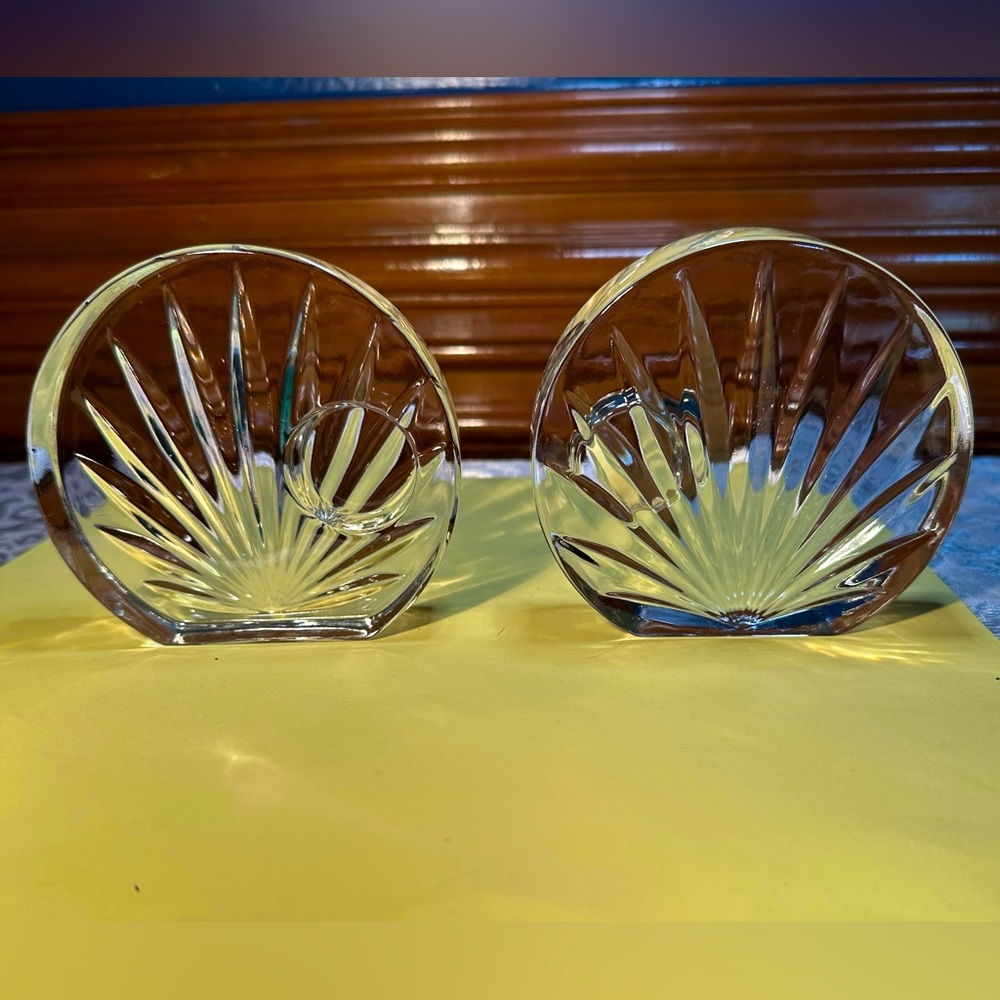 Vintage Mikasa Crystal Seashell Paperweights/ Bookends Set of 2